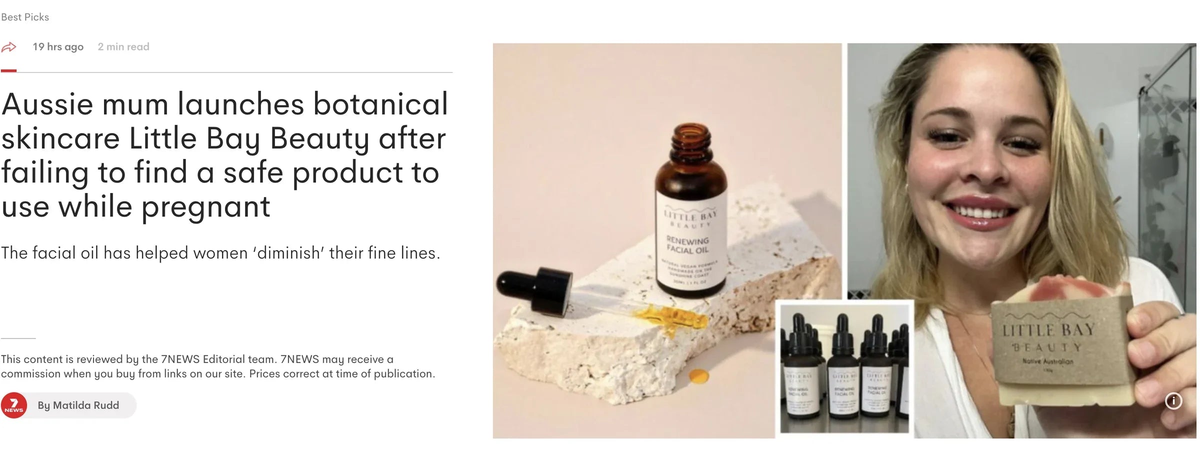 7News Release - Aussie mum launches botanical skincare Little Bay Beauty after failing to find a safe product to use while pregnant.